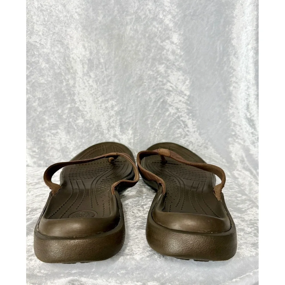 Crocs Yukon Vista LR Flip Flops Mens Sz 12 Brown Espresso LiteRide Foam Sandals